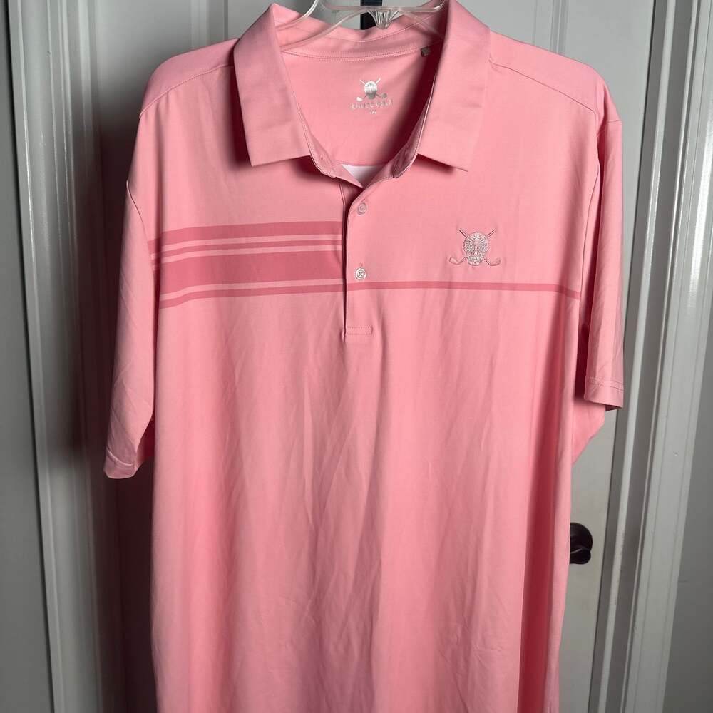 Chuco Golf Men's 3XL Pink Performance Striped Polo Shirt #19